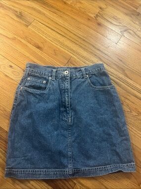 Vintage AT Denim Blue Denim Skirt - High Waisted Straight Mini